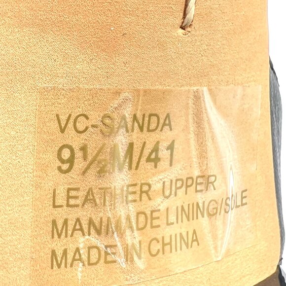 Vince Camuto 9.5 Sanda Black Leather Strappy Flared Heels Dress Sandals Shoes - Picture 12 of 14